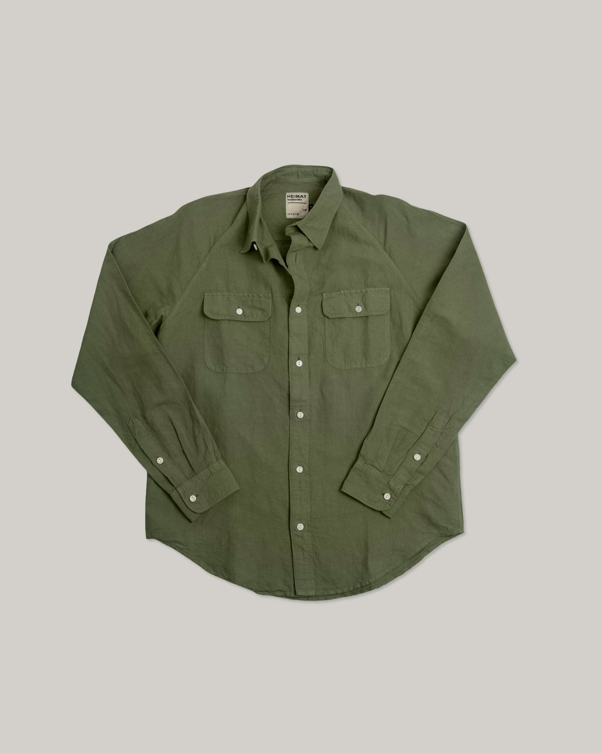 HEIMAT COTTON/ HEMP WORK SHIRT - MILITARY GREEN