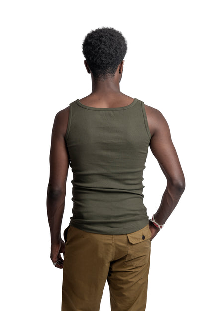 HEIMAT FINE RIB COTTON VEST - MILITARY GREEN