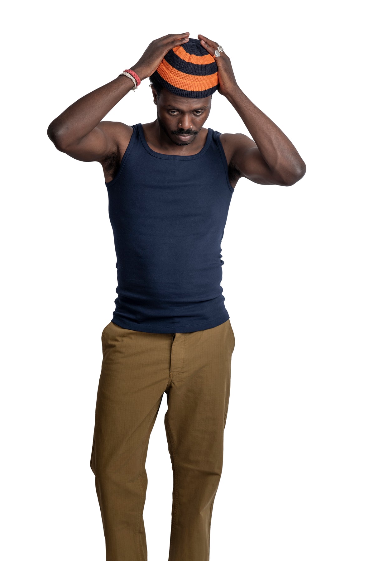 HEIMAT FINE RIB COTTON VEST - INK