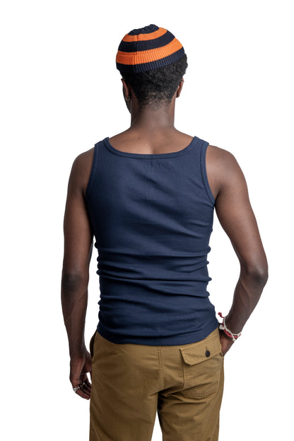 HEIMAT FINE RIB COTTON VEST - INK