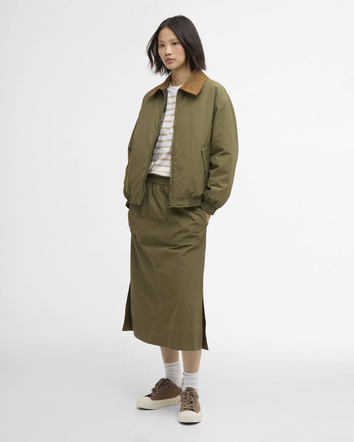 BARBOUR MAUREEN REVERSIBLE CASUAL JACKET - BURNT OLIVE