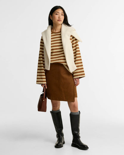 BARBOUR MAPLEWOOD STRIPED LONG-SLEEVE T-SHIRT-  TAN/ BIRCH