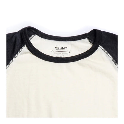 HEIMAT MERINO RAGLAN LONG SLEEVE - SCHWARZ/ SEASHELL