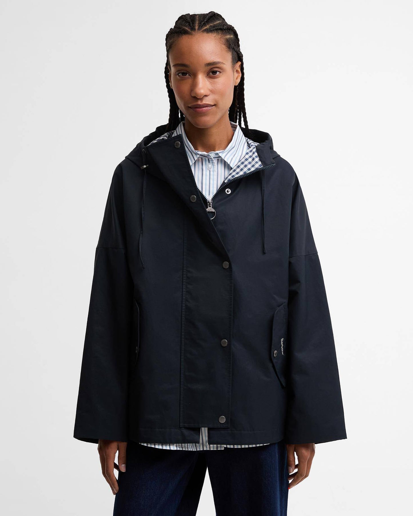 BARBOUR KINGSWOOD SHOWERPROOF JACKET - DARK NAVY/ NAVY GINGHAM