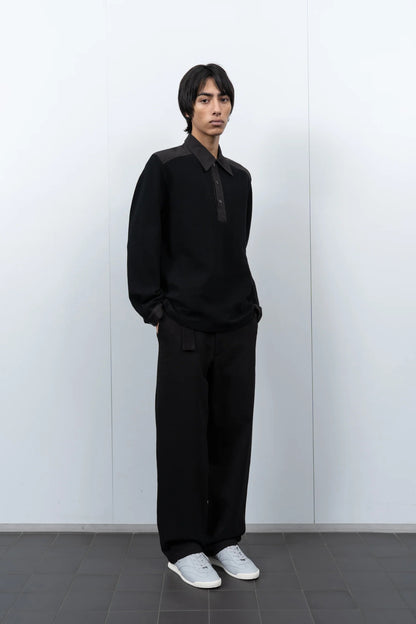 LADY WHITE CO. DOUBLE KNIT POLO - BLACK