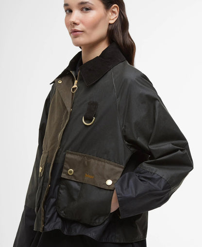 BARBOUR ALMA WAXED JACKET - ARCHIVE OLIVE/ BLACK/ BEECH