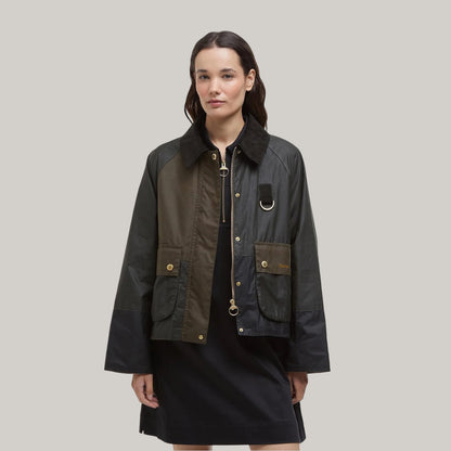 BARBOUR ALMA WAXED JACKET - ARCHIVE OLIVE/ BLACK/ BEECH