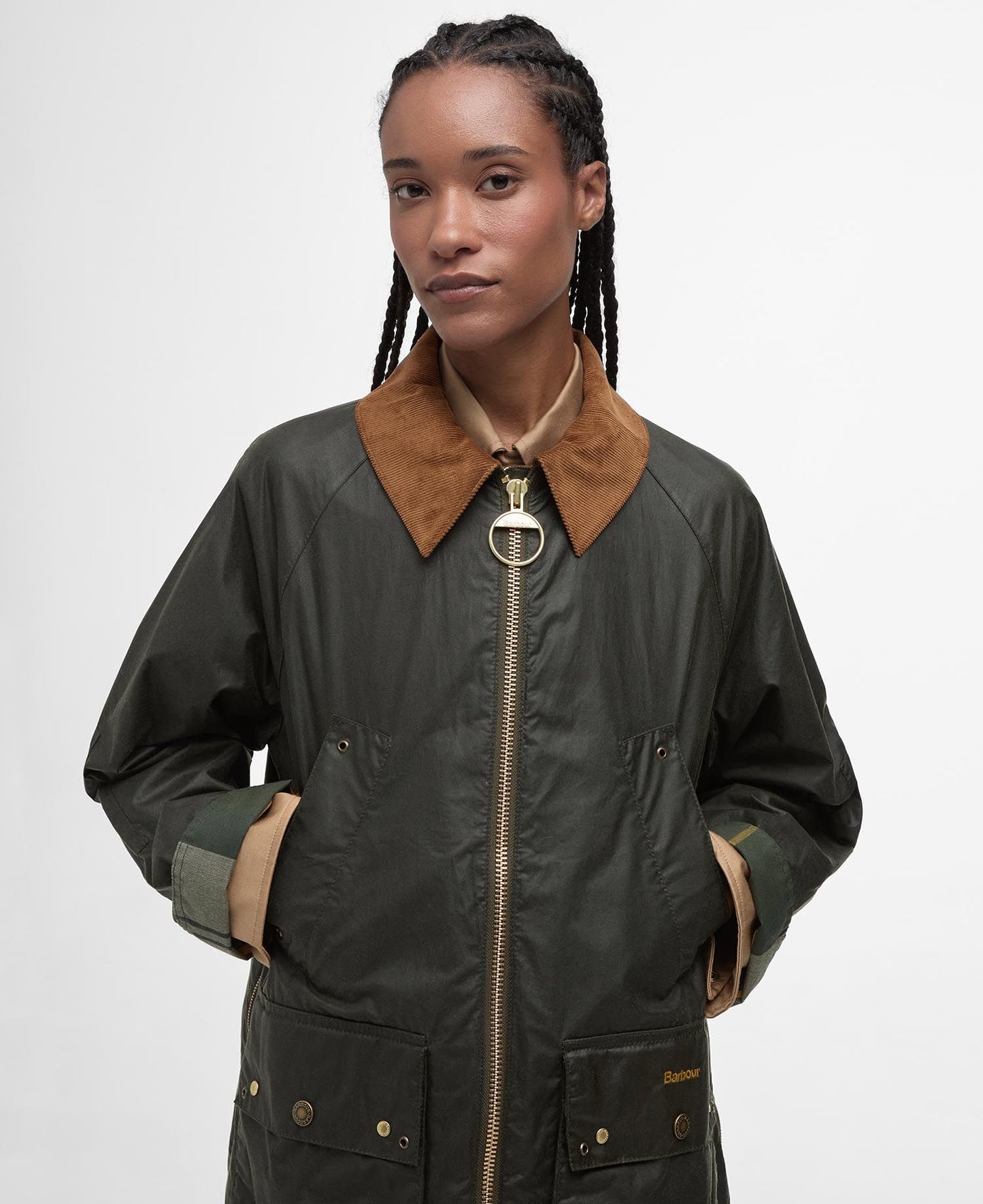 BARBOUR RAELYNN WAXED JACKET - ARCHIVE OLIVE/ ANCIENT TARTAN