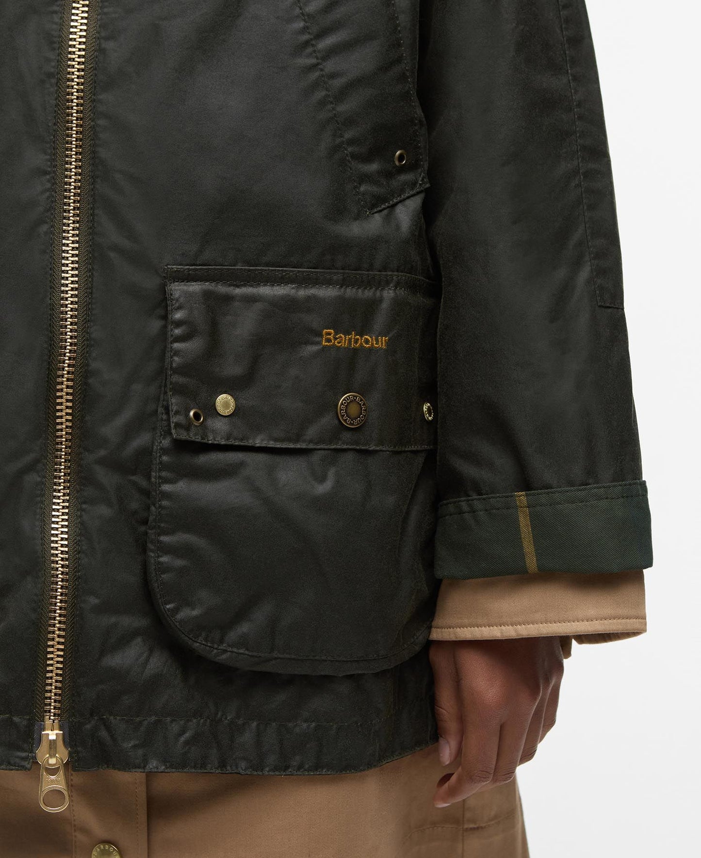 BARBOUR RAELYNN WAXED JACKET - ARCHIVE OLIVE/ ANCIENT TARTAN