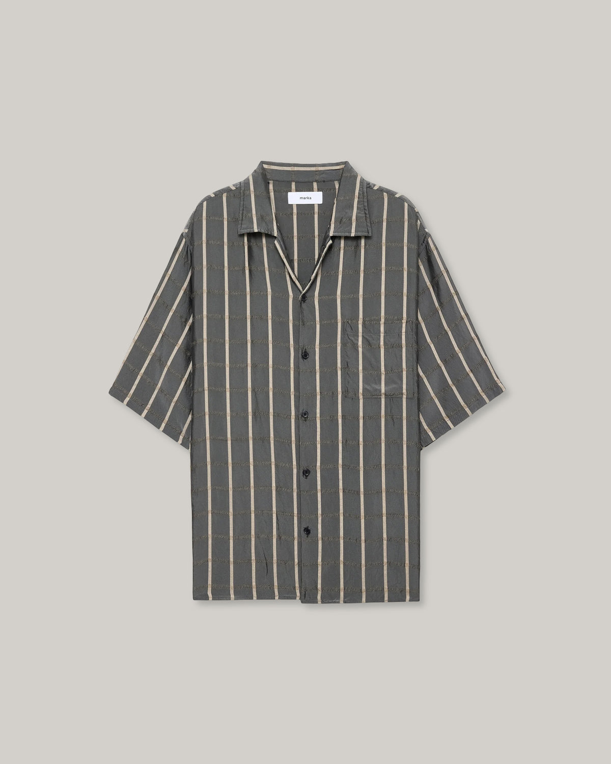 MARKA OPEN COLLAR SS SHIRT - GREY CHECK