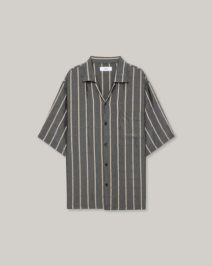 MARKA OPEN COLLAR SS SHIRT - GREY CHECK