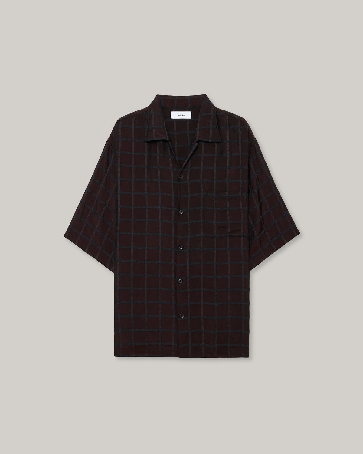 MARKA OPEN COLLAR SS SHIRT - BROWN CHECK