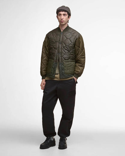 BARBOUR CORDING QUILTED JACKET - ARMY GREEN