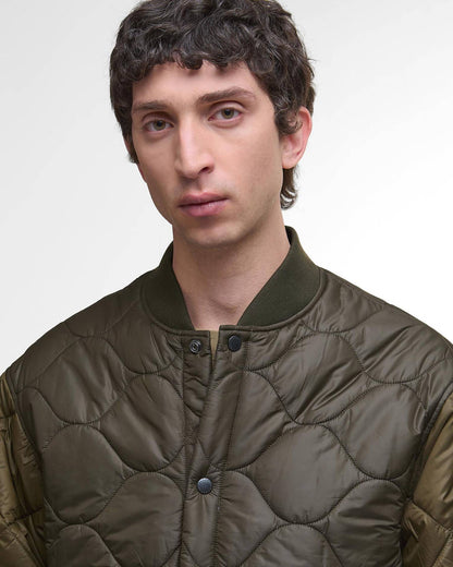 BARBOUR CORDING QUILTED JACKET - ARMY GREEN