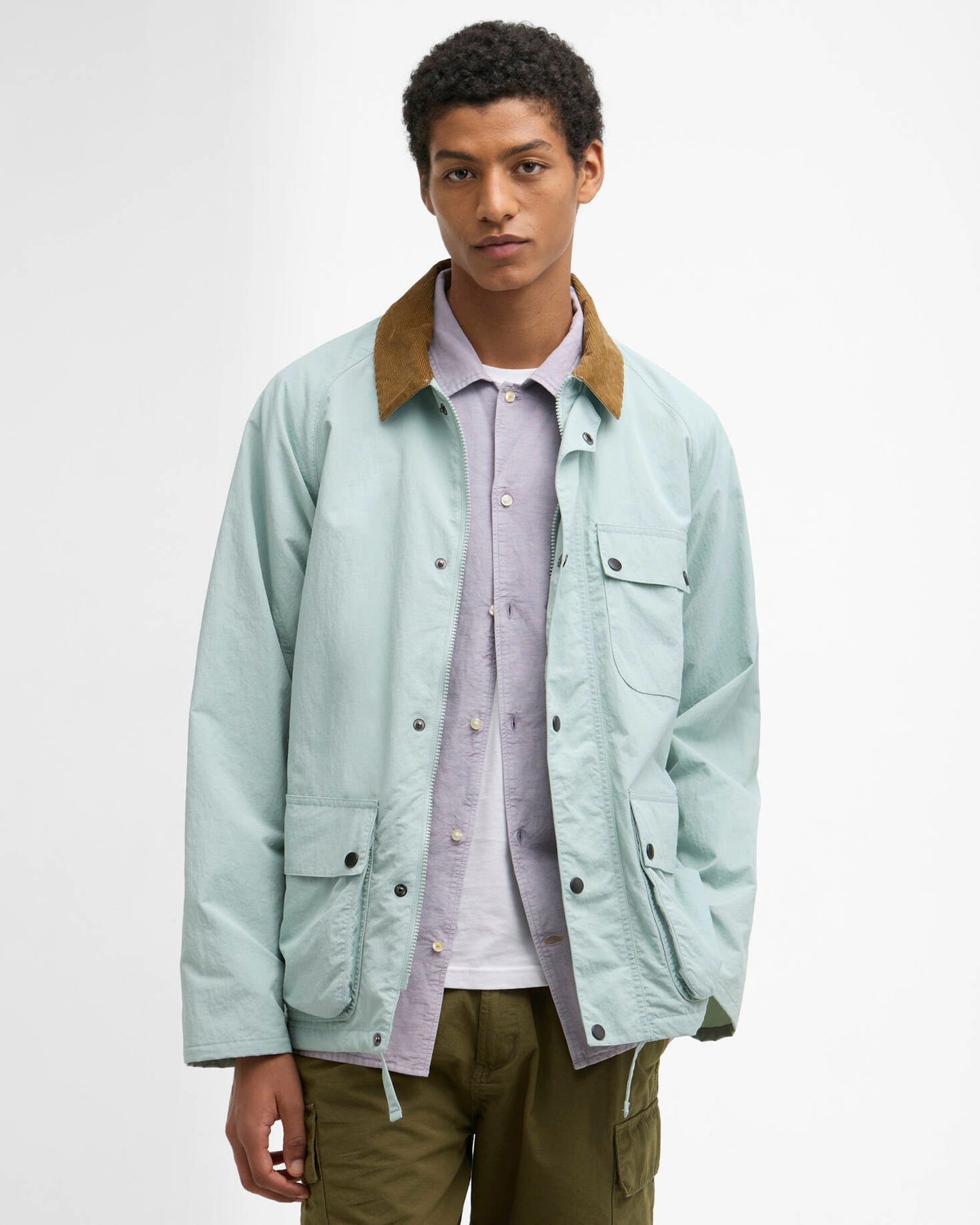 BARBOUR MODIFIED SOLWAY SHOWERPROOF JACKET - MINT BLUE