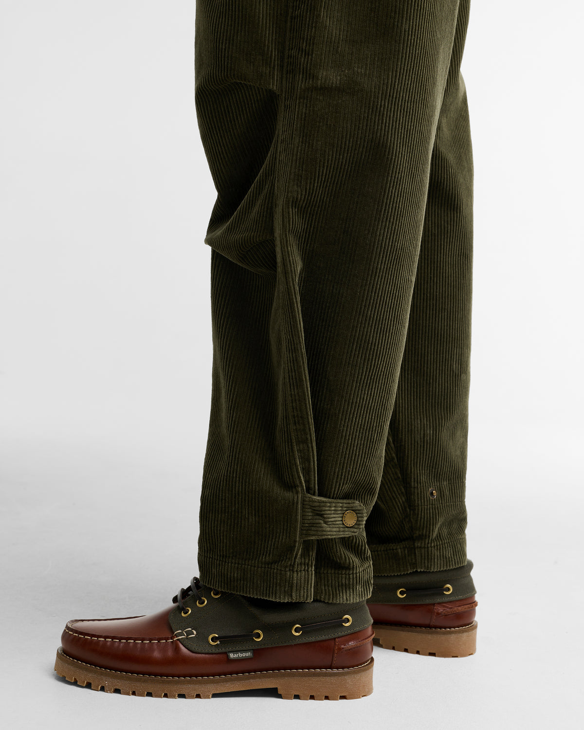 BARBOUR x NORBIT OVERSIZED CORD TROUSERS - OLIVE