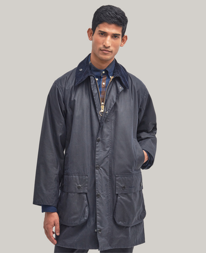 BARBOUR BORDER WAX JACKET - NAVY