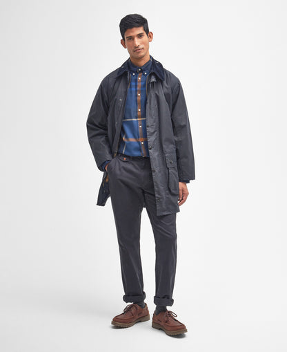 BARBOUR BORDER WAX JACKET - NAVY