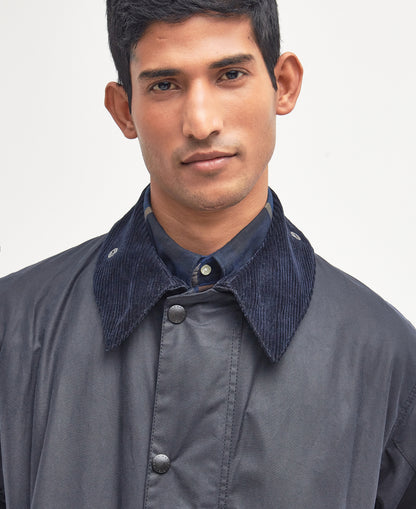 BARBOUR BORDER WAX JACKET - NAVY
