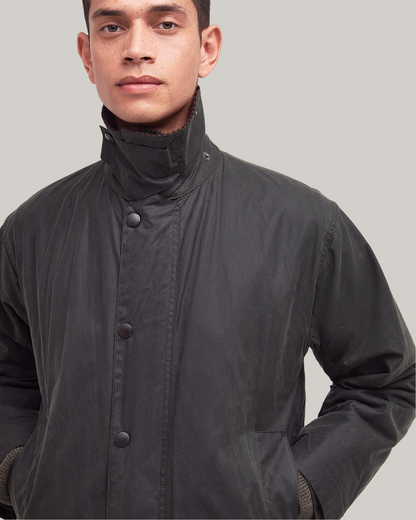 BARBOUR BORDER WAX JACKET - SAGE