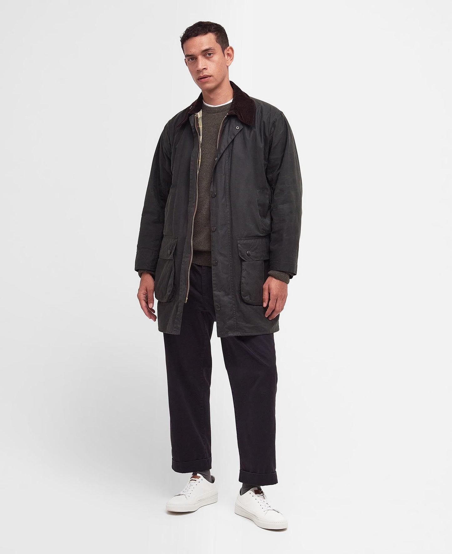 BARBOUR BORDER WAX JACKET - SAGE