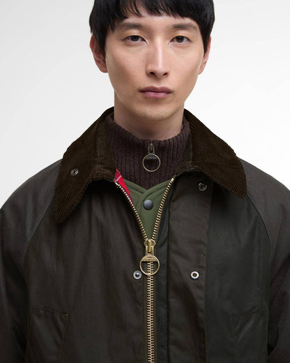 BARBOUR PATCHWORK BEDALE OS WAX JACKET - SAGE MULTI