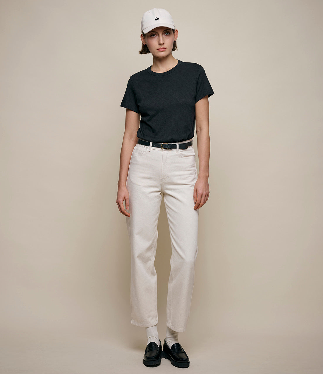 MERZ B. SCHWANEN COTTON - CASHMERE WOMEN'S T-SHIRT - DEEP BLACK