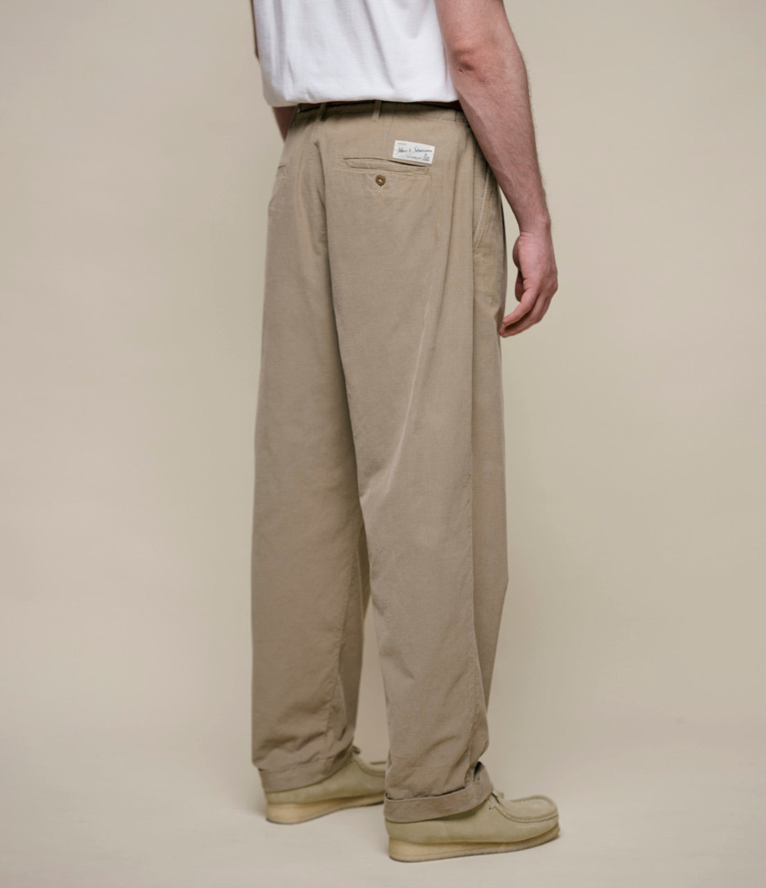MERZ B. SCHWANEN UNISEX COTTON CORDUROY PANTS - DUSTED KHAKI