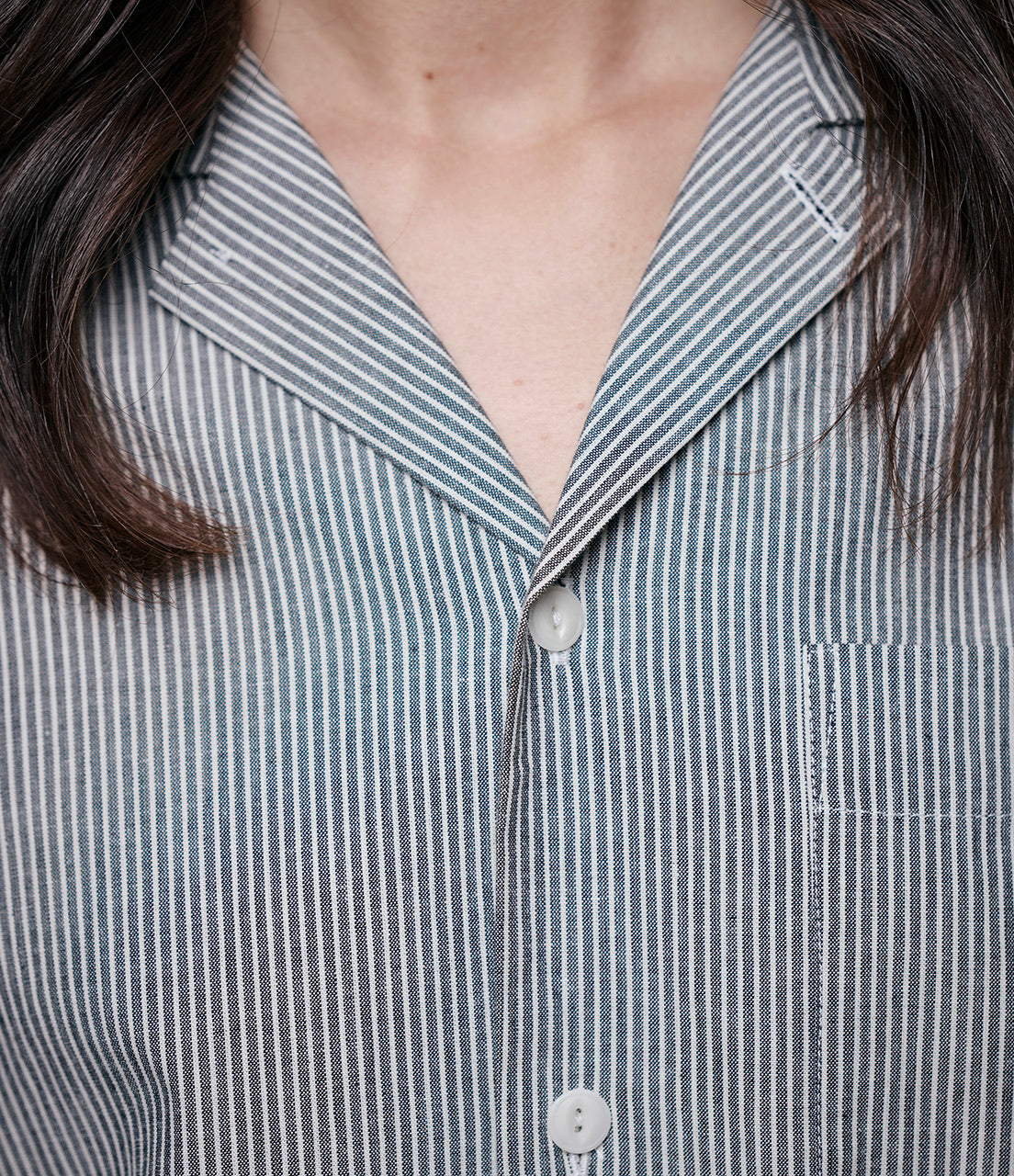 MERZ B. SCHWANEN COTTON PYJAMA TOP - DEEP BLACK/ NATURE