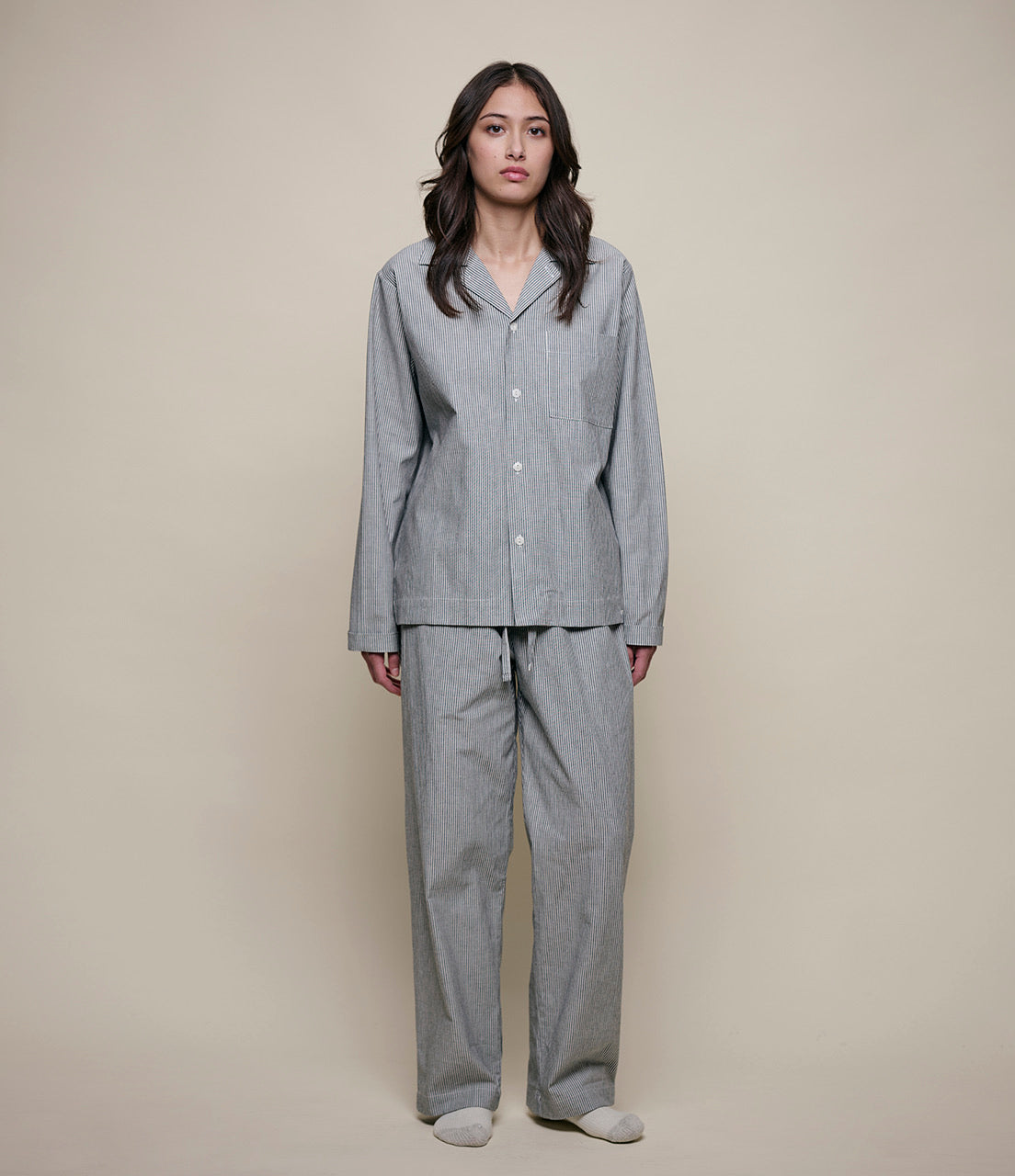 MERZ B. SCHWANEN COTTON PYJAMA PANTS - DEEP BLACK/ NATURE