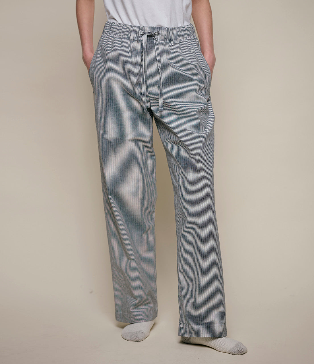 MERZ B. SCHWANEN COTTON PYJAMA PANTS - DEEP BLACK/ NATURE
