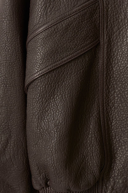 NOTHING WRITTEN LAMBSKIN BOMBER - BROWN