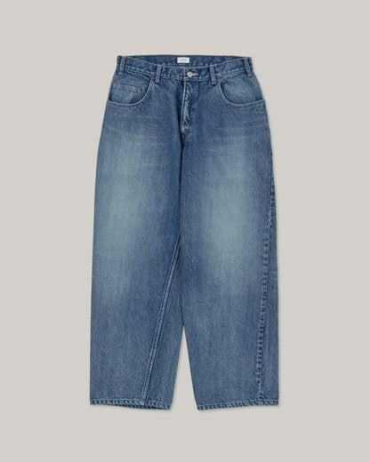 CIOTA WIDE BAGGY 5 POCKET PANTS - MEDIUM BLUE