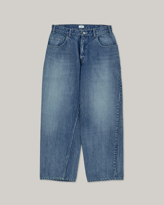 CIOTA WIDE BAGGY 5 POCKET PANTS - MEDIUM BLUE