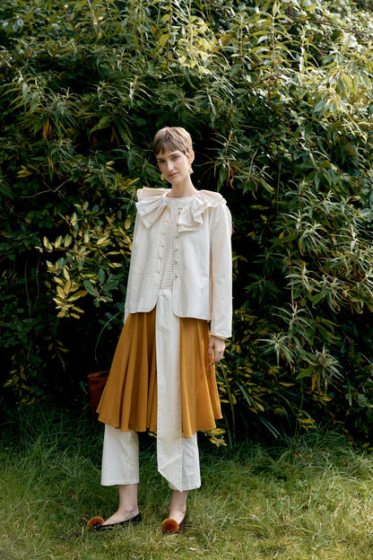 CAWLEY MUGWASHER STRIPE COTTON ROWAN JACKET - APRICOT STRIPE