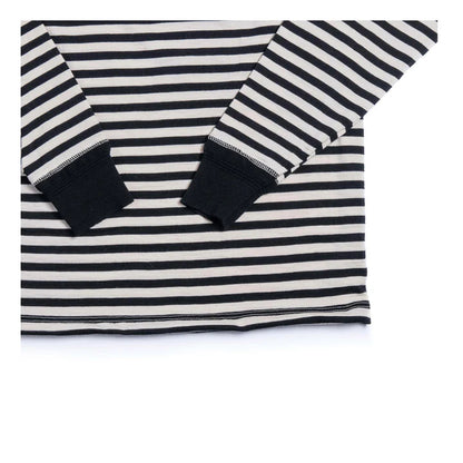 HEIMAT MERINO RAGLAN STRIPE LONG SLEEVE TEE - SCHWARZ/ SEASHELL