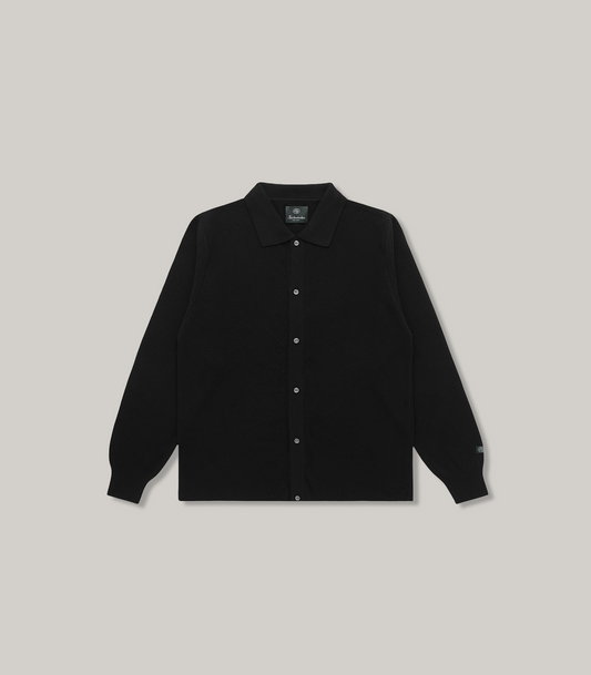 KNICKERBOCKER RIDGE COTTON POLO - BLACK