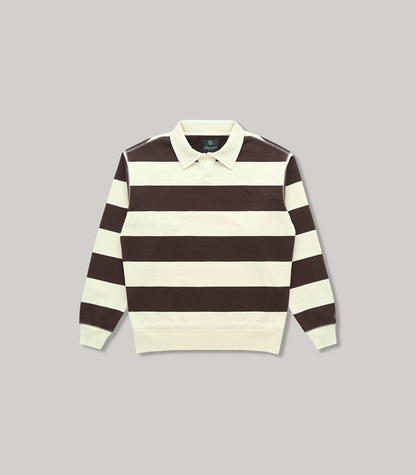 KNICKERBOCKER RUGBY POLO SWEATSHIRT - MUSHROOM/ BROWN