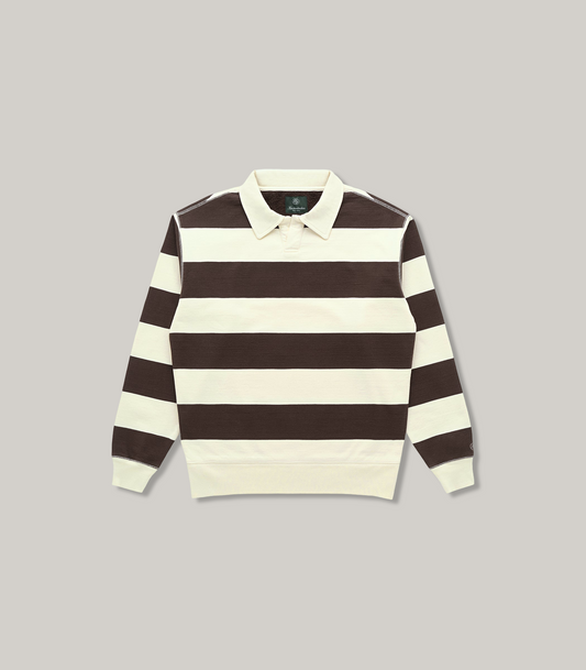 KNICKERBOCKER RUGBY POLO SWEATSHIRT - MUSHROOM/ BROWN