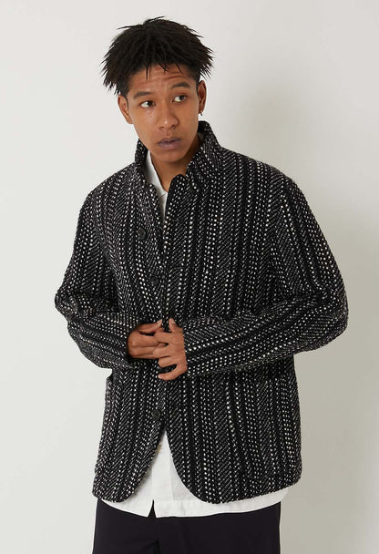 BLUE BLUE JAPAN SLUB YARN TWEED 5B JACKET - BLACK