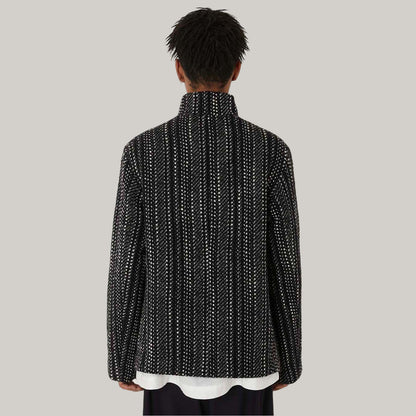 BLUE BLUE JAPAN SLUB YARN TWEED 5B JACKET - BLACK