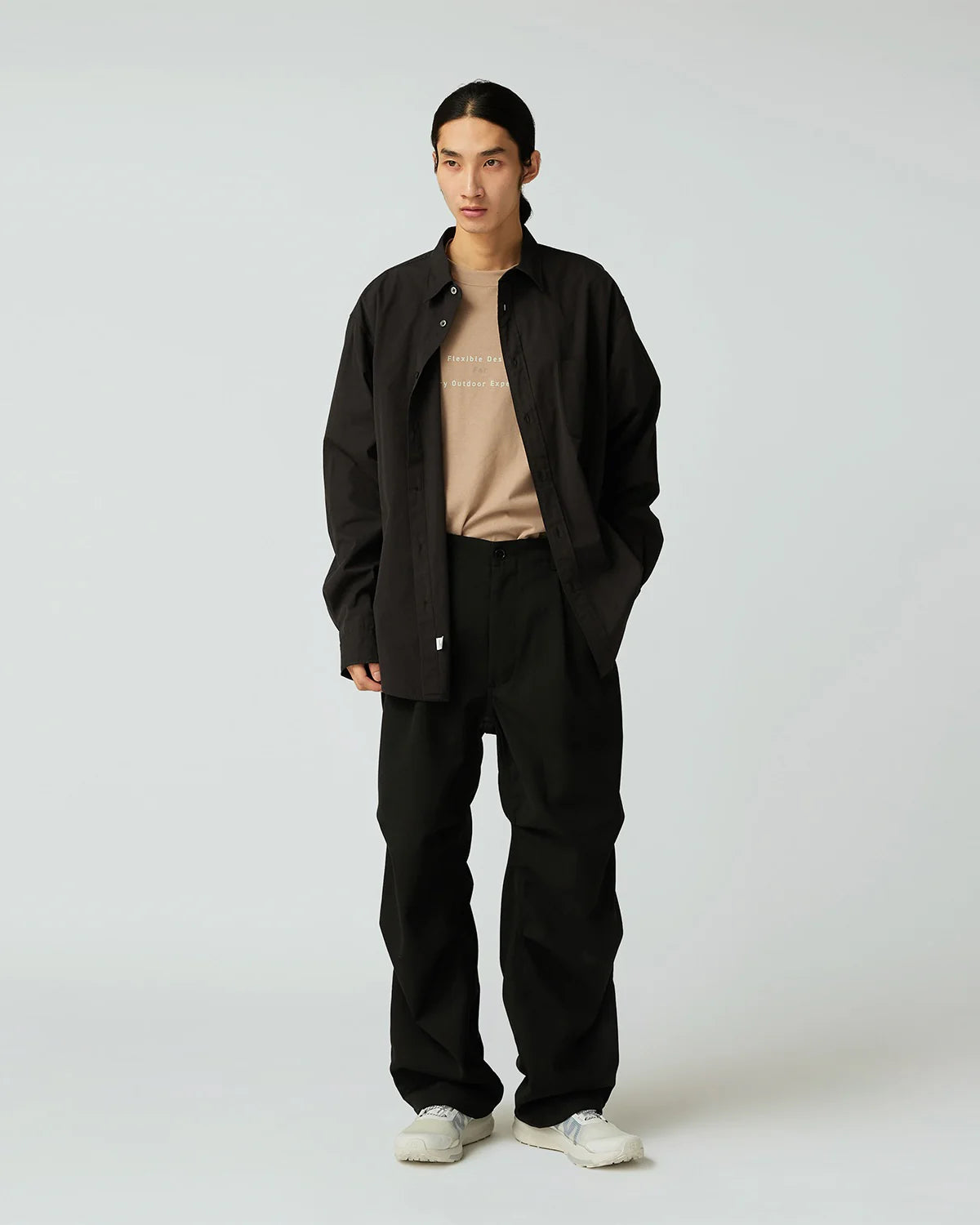 SNOW PEAK ORGANIC COTTON SHIRT - BLACK