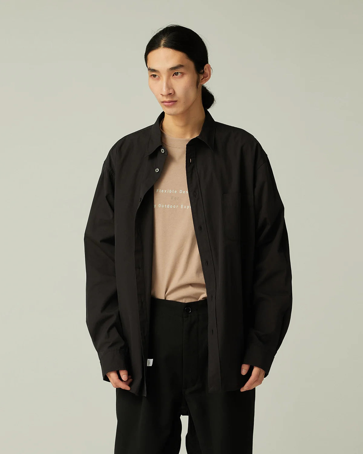 SNOW PEAK ORGANIC COTTON SHIRT - BLACK