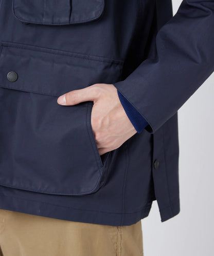 SNOW PEAK TRAD LABEL WAXED COTTON HOODIE - NAVY