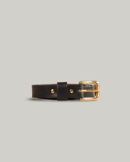 STEVE MONO BRASS BUCKLE BELT 005 - BLACK