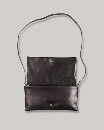 STEVE MONO SOFT LEATHER BAG - LARGE - BLACK