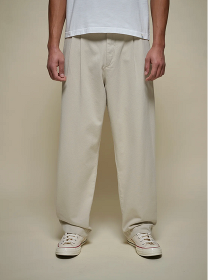MERZ B. SCHWANEN RIDER01T PLEATED TWILL PANTS - CHALK