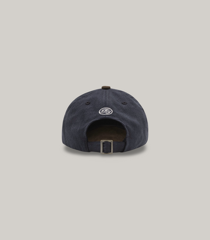 KNICKERBOCKER SCRIPT COTTON & LINEN CAP - BLACK