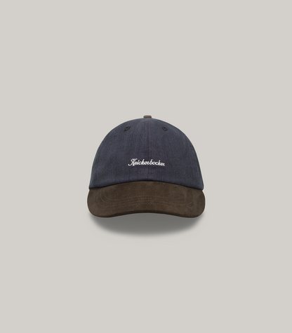 KNICKERBOCKER SCRIPT COTTON & LINEN CAP - BLACK