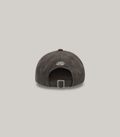 KNICKERBOCKER SCRIPT COTTON & LINEN CAP - COFFEE